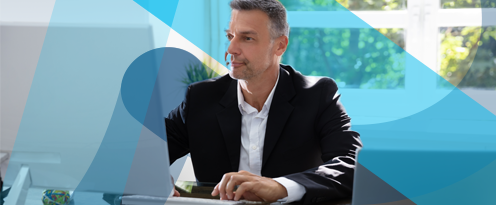 Employer looking at computer 
