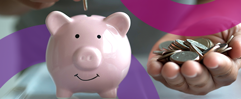 piggy bank with money in hand